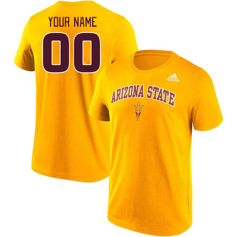 Custom Arizona State Sun Devils Name And Number Tshirt-Gold